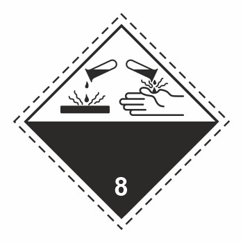 Знак перевозки опасных грузов «Класс 8. Коррозионные вещества» (пленка, 300х300 мм)